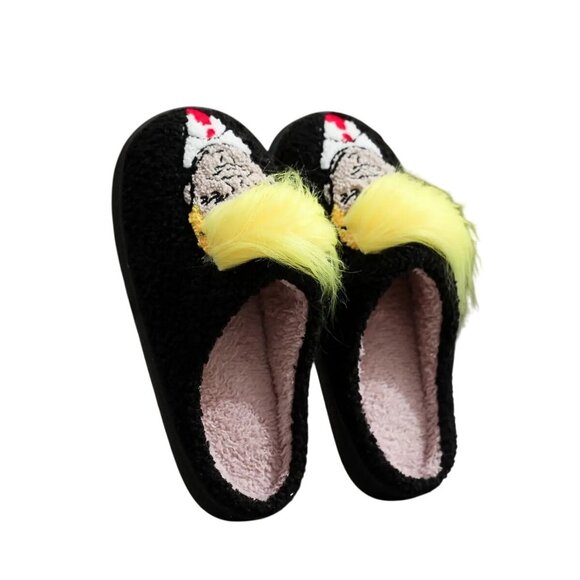NEW Trump Size 7 Black Yellow Hair Lounging Slippers - Picture 2 of 12